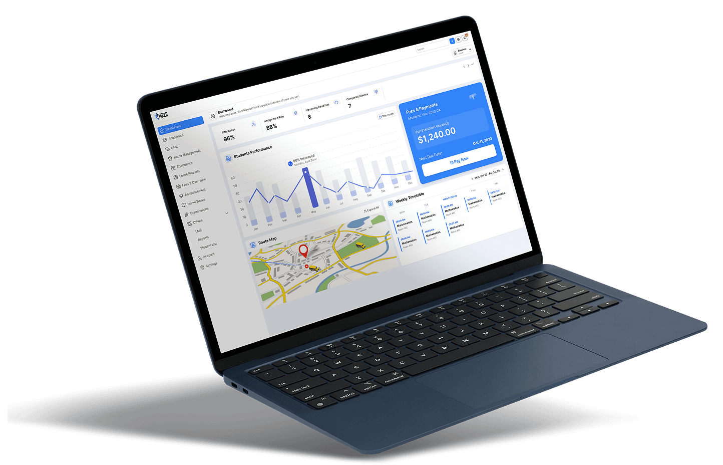 Parent portal dashboard on laptop