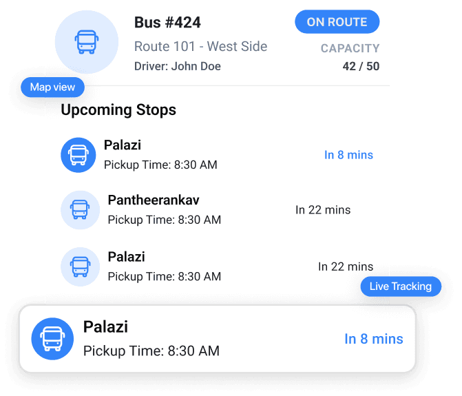 Bus route management dashboard